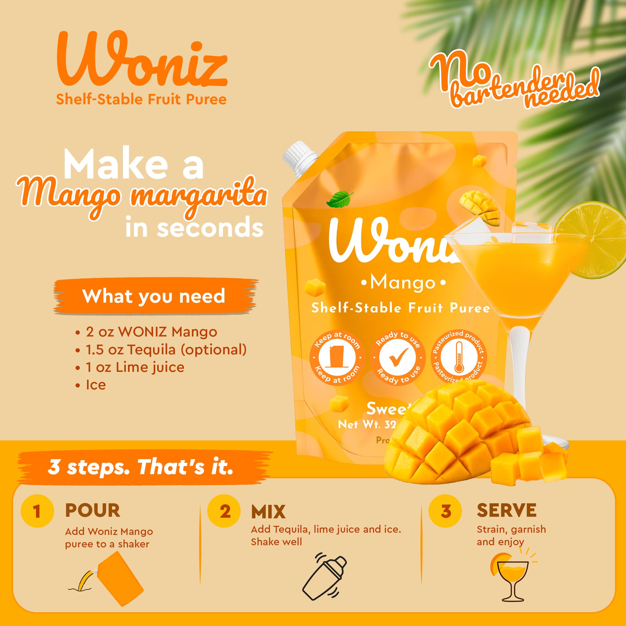 Woniz mangonada preparada con puré, lista para servir y disfrutar