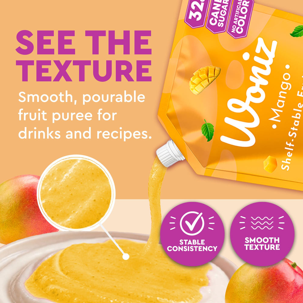 Woniz puré de mango usado como cobertura en tarta casera deliciosa