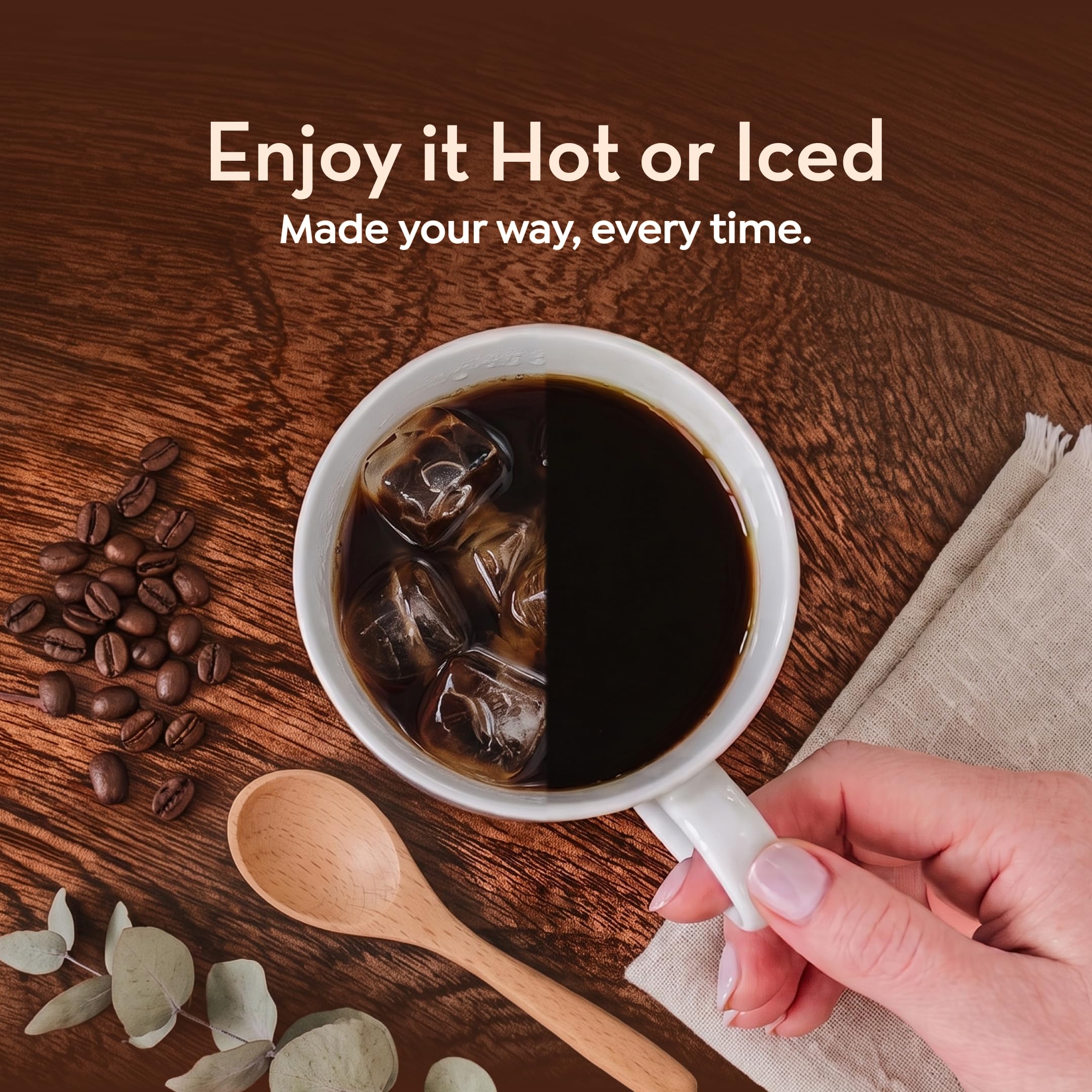World's Best Half Caff etiqueta de tueste San Diego que indica producción solar
