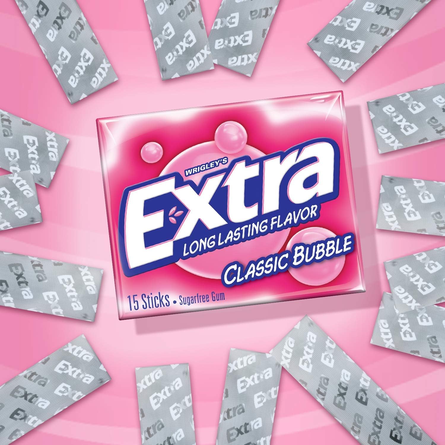 WRIGLEY'S EXTRA paquetes en entorno doméstico destacando uso cotidiano y conveniencia