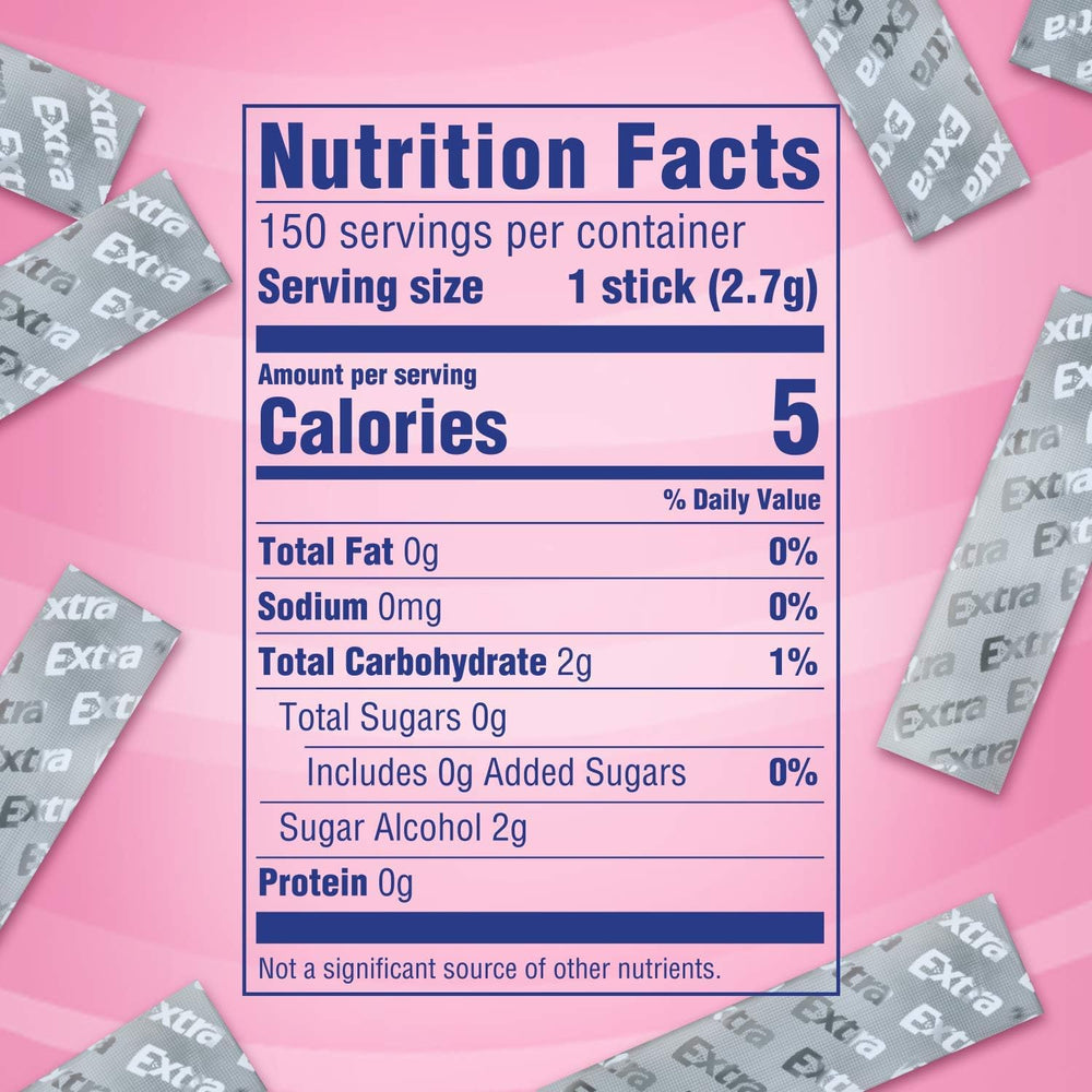 WRIGLEY'S EXTRA paquete junto a mano para comparar tamaño y portabilidad práctica