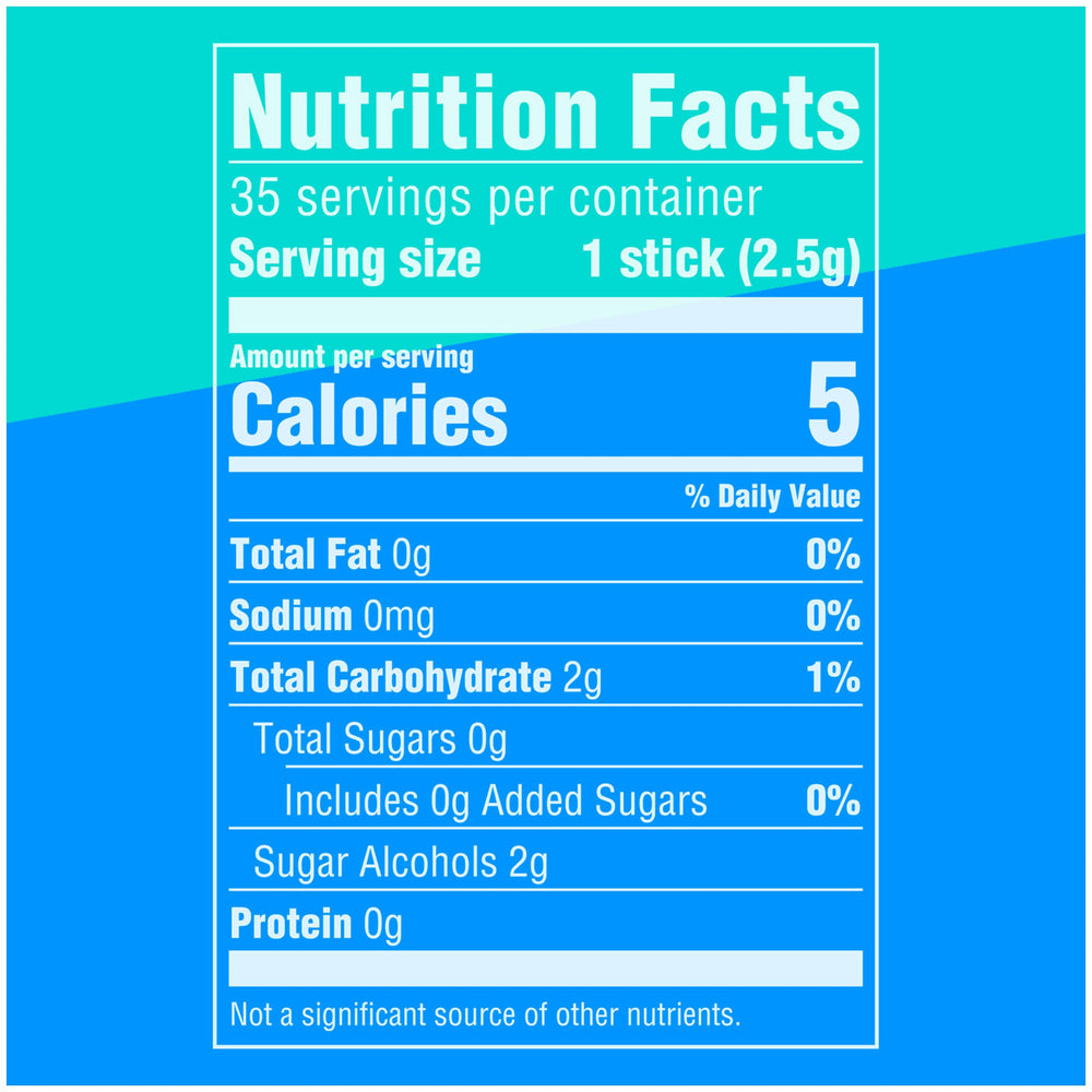WRIGLEY'S EXTRA etiqueta nutricional y lista de ingredientes para transparencia