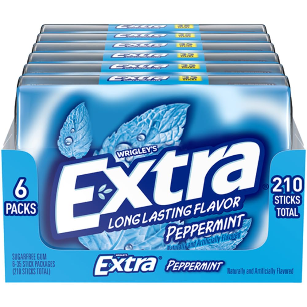 WRIGLEY'S EXTRA frente del empaque mostrando seis mega packs y ahorro