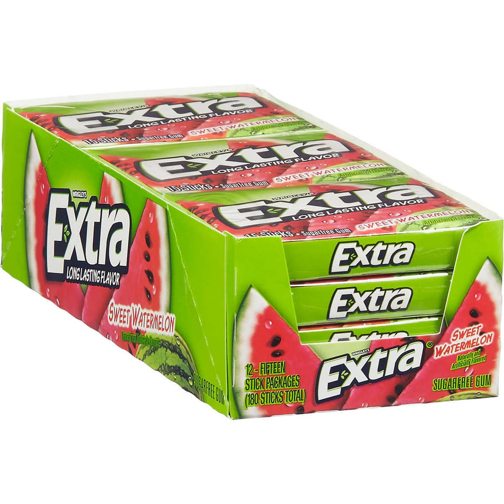 WRIGLEY'S EXTRA frente del paquete con diseño y beneficio práctico