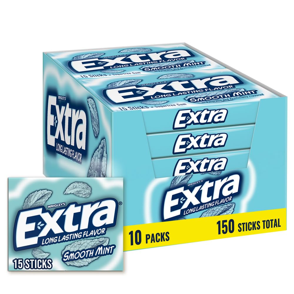 WRIGLEY'S EXTRA vista frontal del paquete, fácil identificación y conveniencia