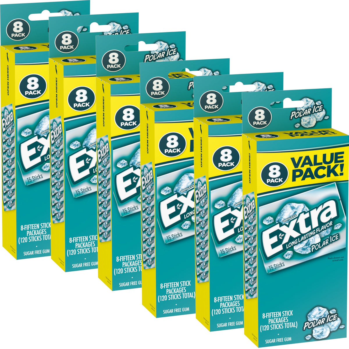 WRIGLEY'S EXTRA vista frontal del pack que muestra cantidad y marca, conveniencia inmediata