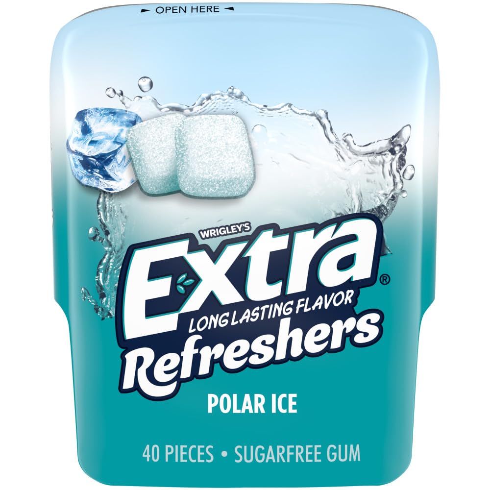 WRIGLEY'S EXTRA pieza única mostrando centro masticable y beneficio refrescante
