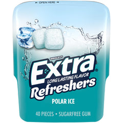 WRIGLEY'S EXTRA pieza única mostrando centro masticable y beneficio refrescante