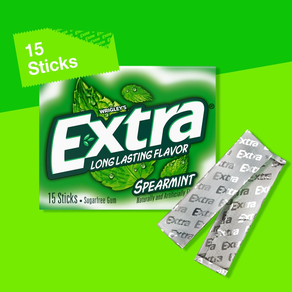WRIGLEY'S EXTRA chicle junto a una regla para comparar tamaño práctico
