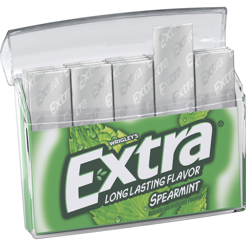 WRIGLEY'S EXTRA textura del chicle en primer plano, sugiriendo sabor duradero