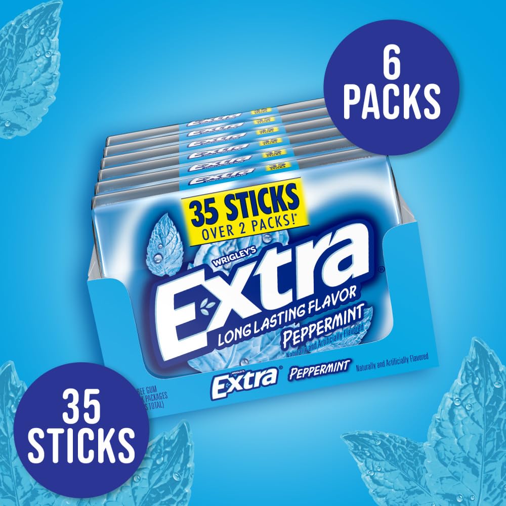 WRIGLEY'S EXTRA primer plano de la textura del chicle con apariencia masticable