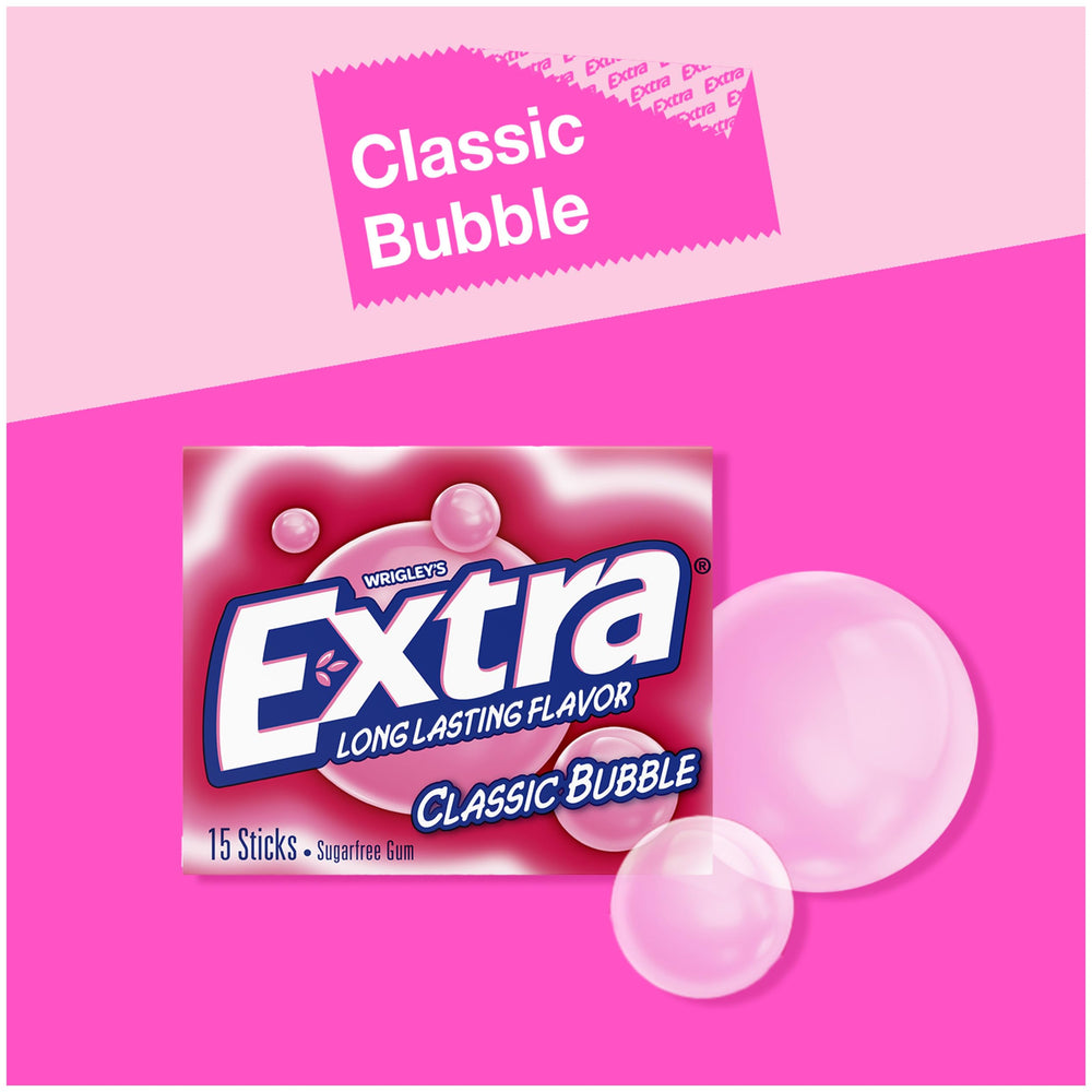 WRIGLEY'S EXTRA close-up de textura del chicle, muestra aspecto masticable y apetecible