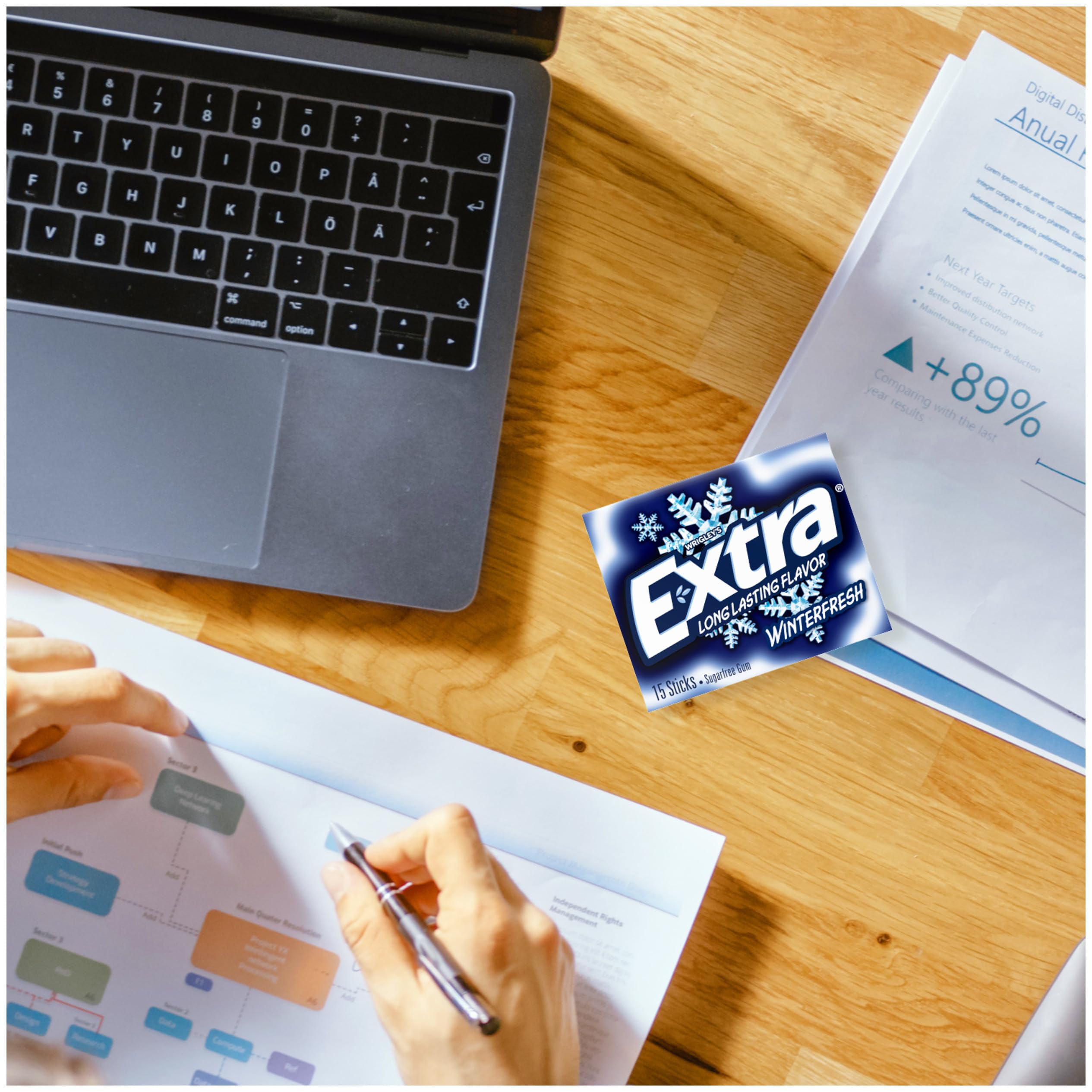 WRIGLEY'S EXTRA etiqueta con ingredientes visible, información clara y segura