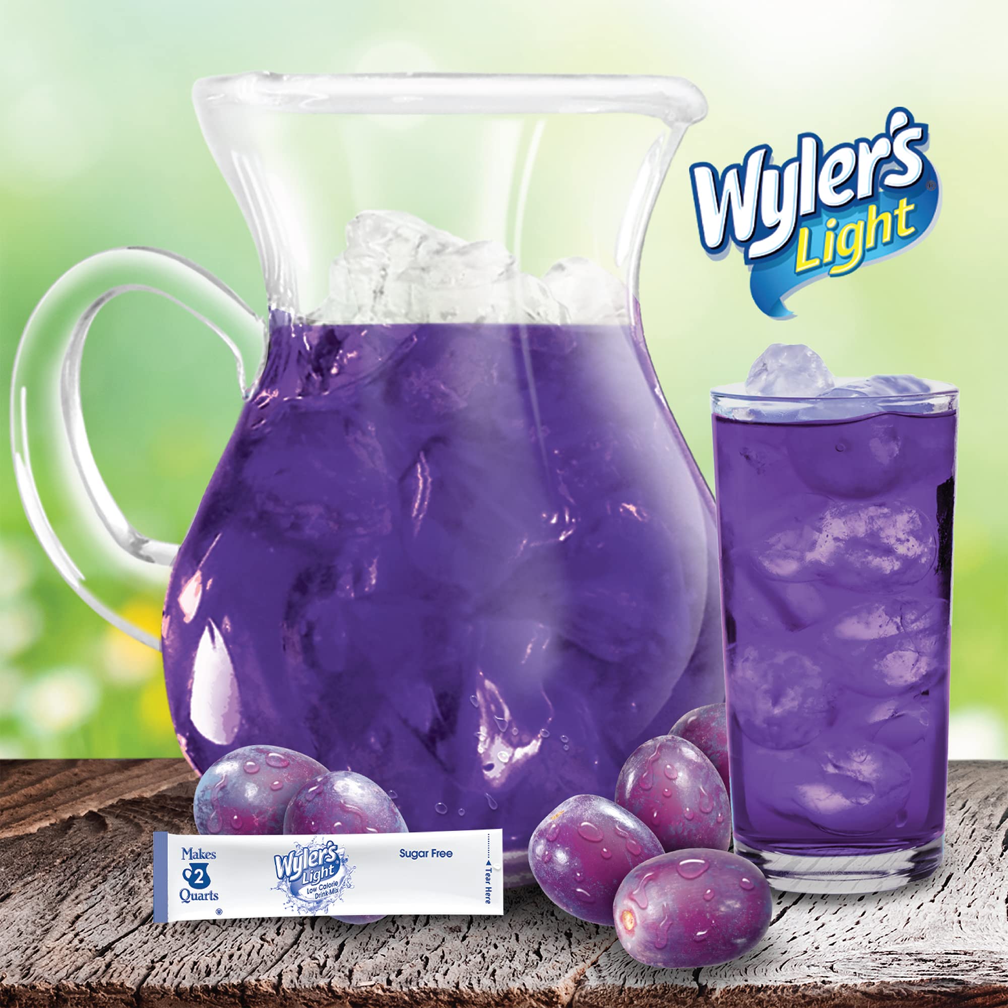 Wyler's Light etiqueta nutricional visible, información de calorías y vitamina C