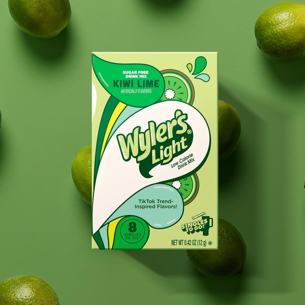 Wyler's Light etiqueta con información del producto y beneficios bajos en calorías