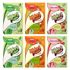 Wyler's Light vista frontal del pack con seis cajas, conveniencia para llevar