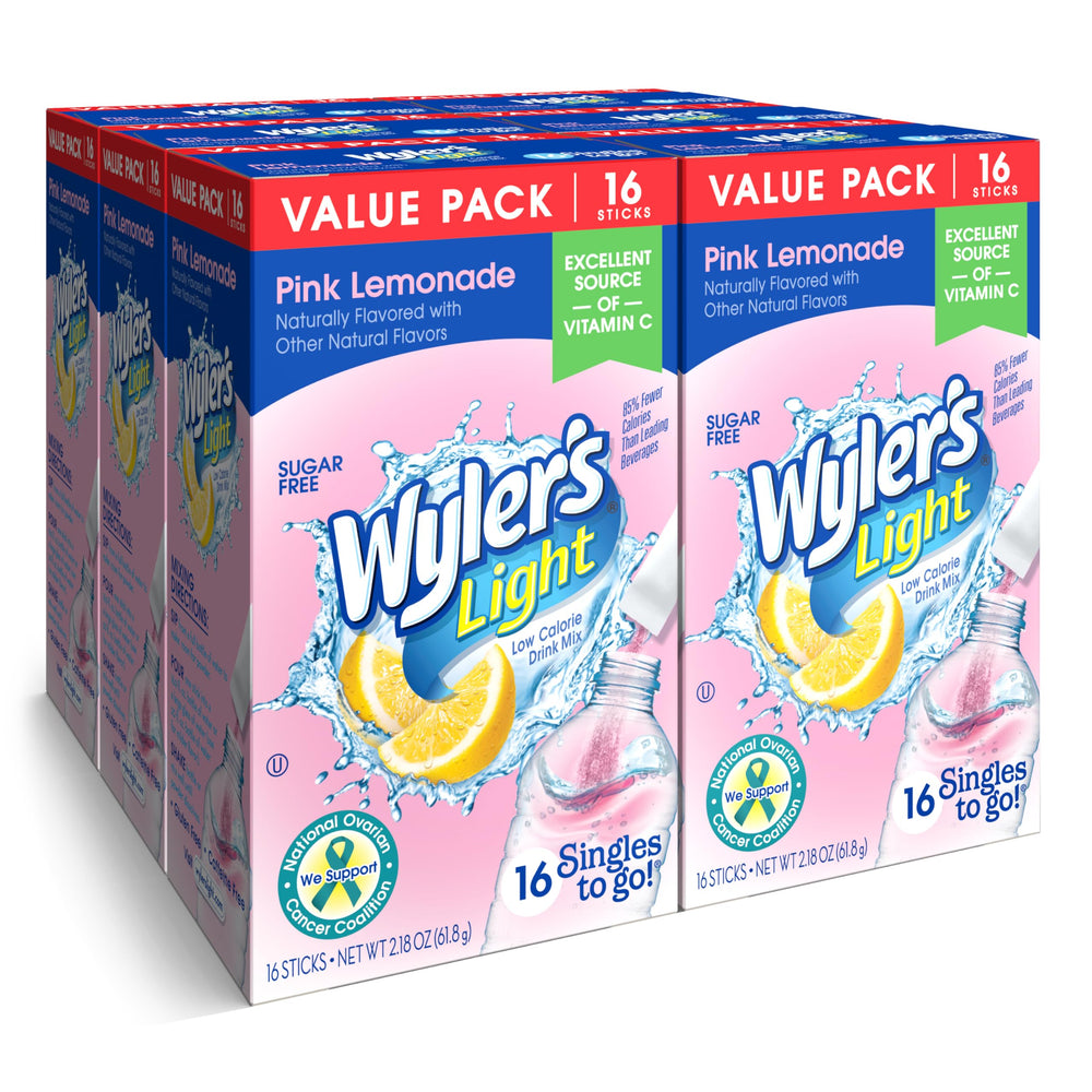 Wyler's Light frente del empaque mostrando 96 sobres y conveniencia