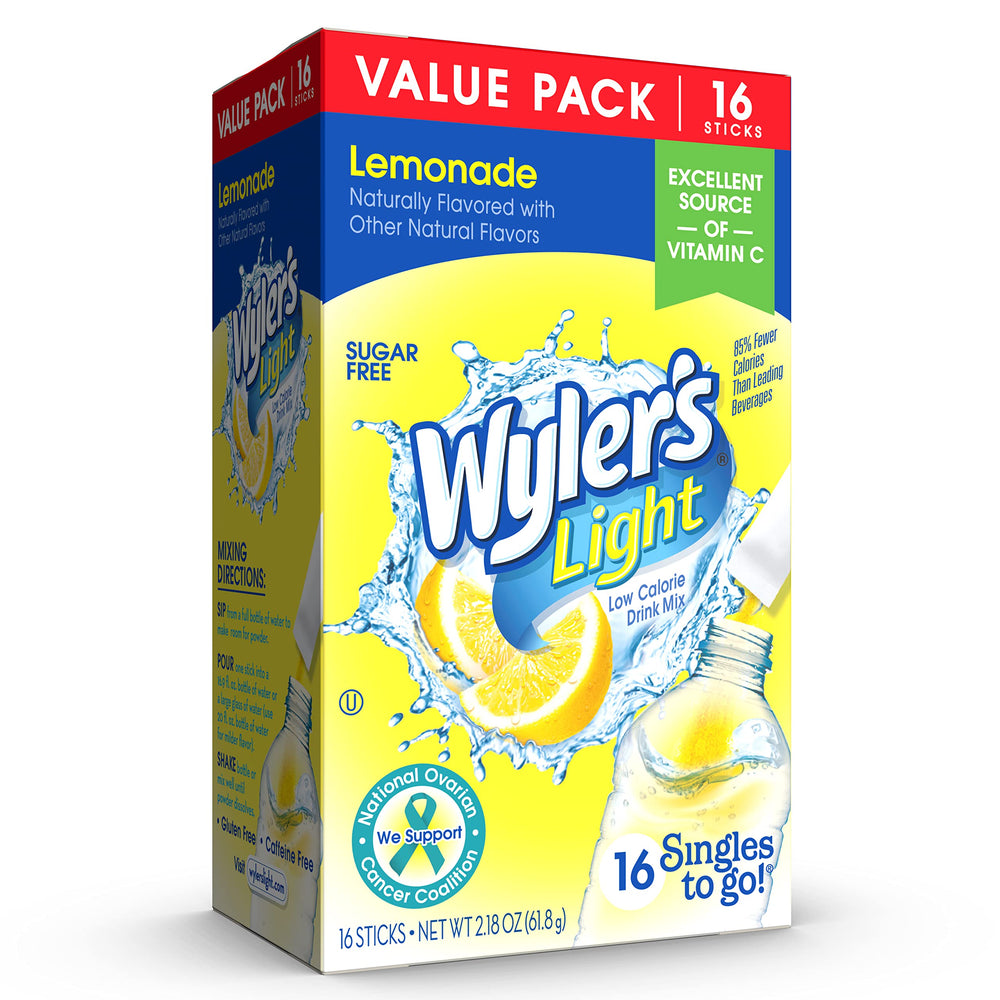 Wyler's Light sobre abierto con polvo amarillo y facilidad de uso visible