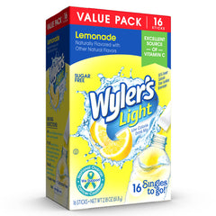 Wyler's Light sobre abierto con polvo amarillo y facilidad de uso visible