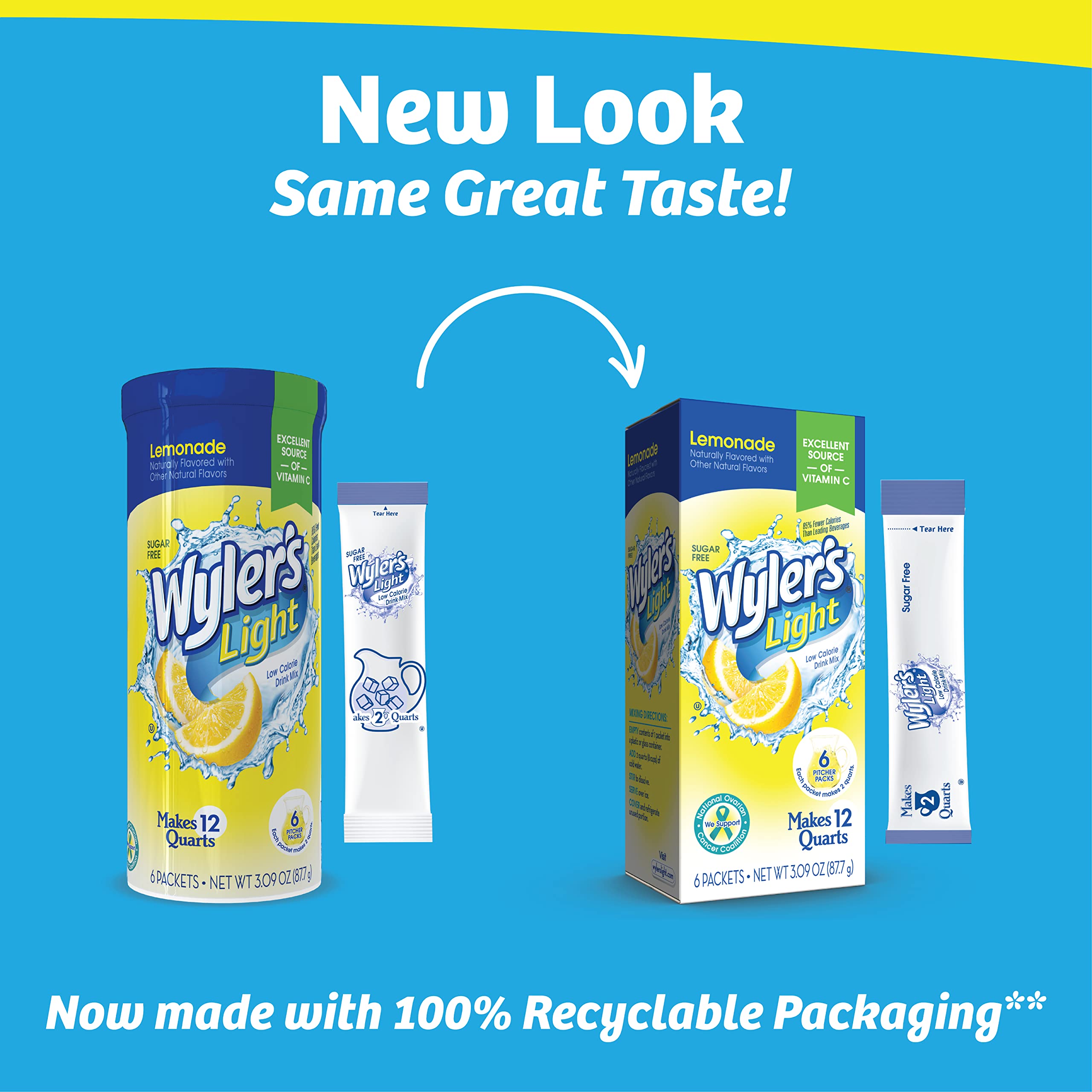 Wyler's Light mezcla en jarra con líquido amarillo, resultado refrescante y homogéneo