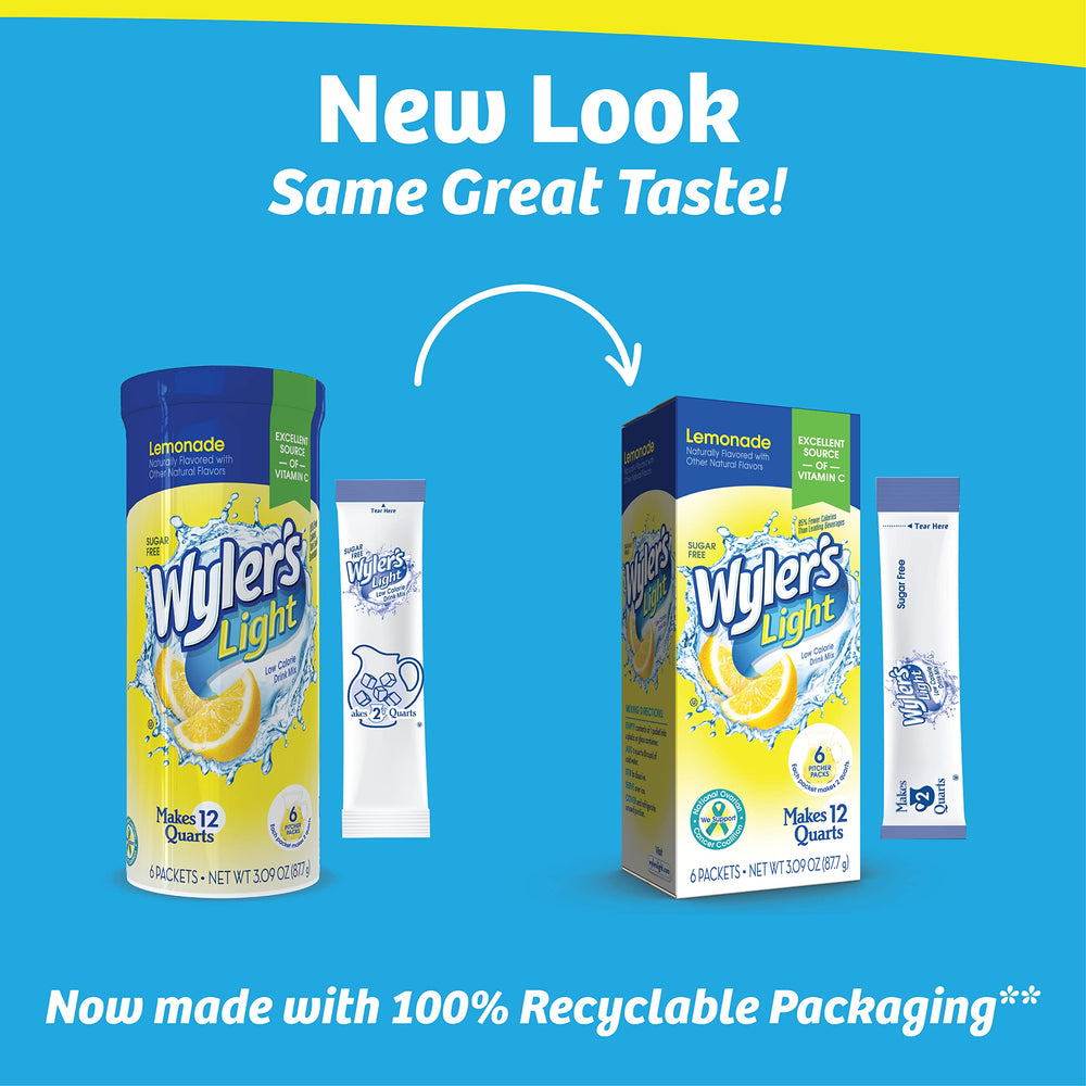 Wyler's Light mezcla en jarra con líquido amarillo, resultado refrescante y homogéneo