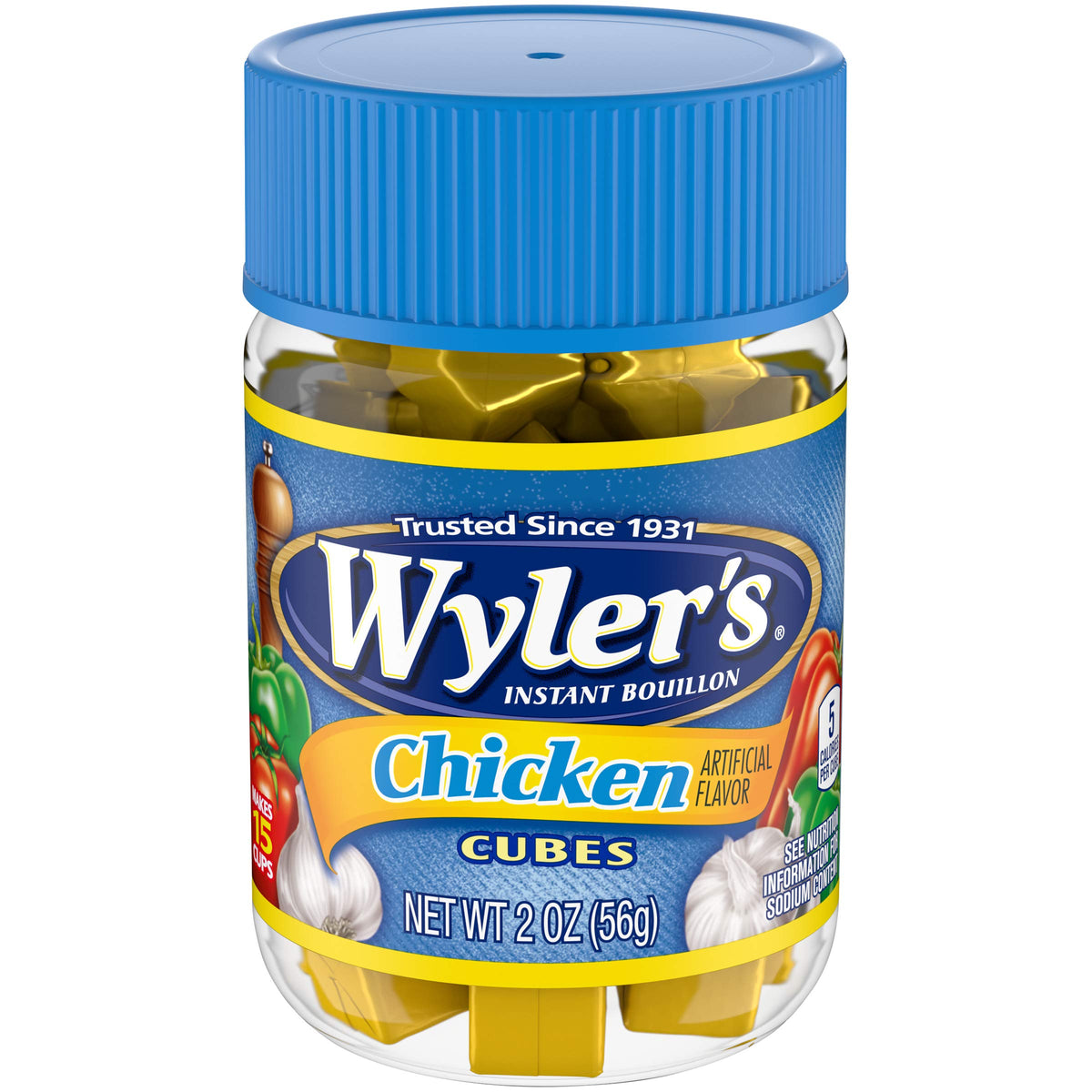 Wyler's frasco frente mostrando tarro compacto y conveniencia