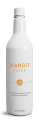 XANGO botella al frente mostrando etiqueta y tamaño para elección segura
