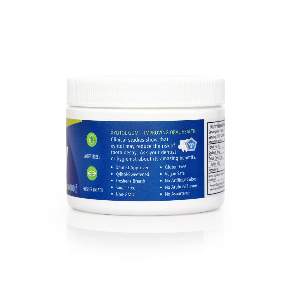 Etiqueta Xlear Spry mostrando ingredientes y información de xilitol