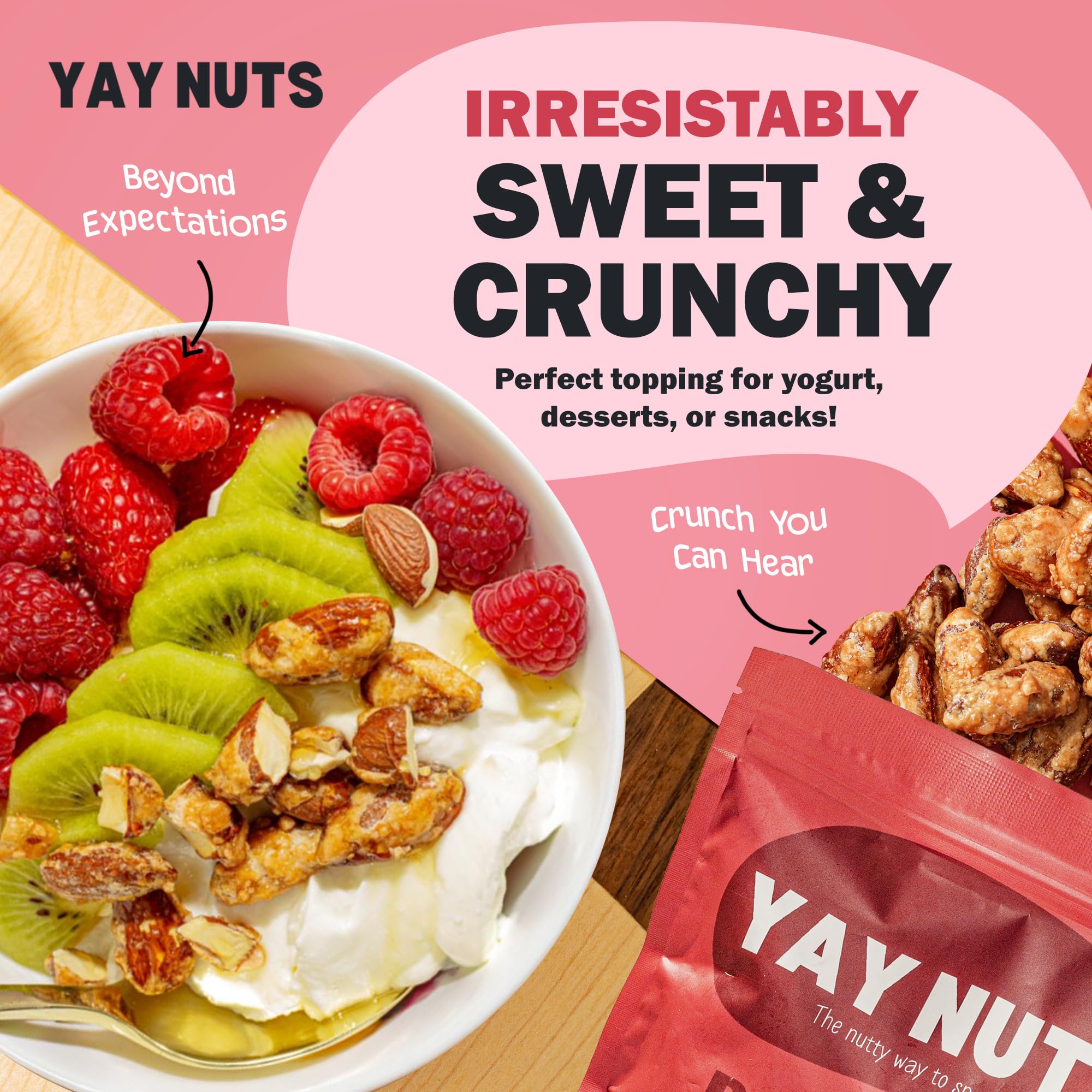 YAY NUTS etiqueta con ingredientes sencillos y beneficio claro