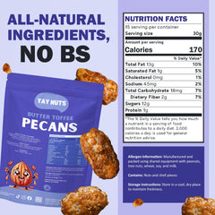 YAY NUTS pecanas en tazón listas para servir, ideal para compartir