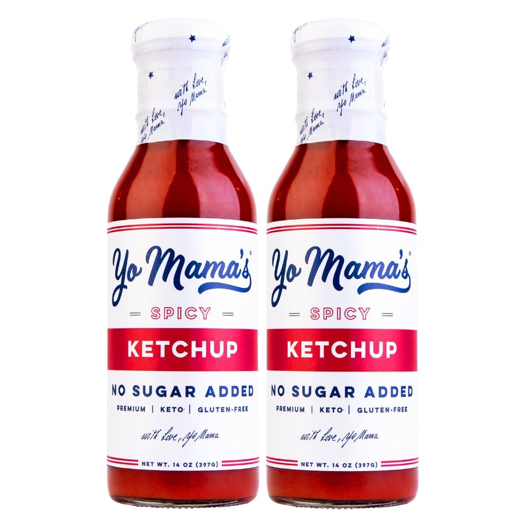 Yo Mama’s Foods botella frontal mostrando etiqueta y beneficios keto