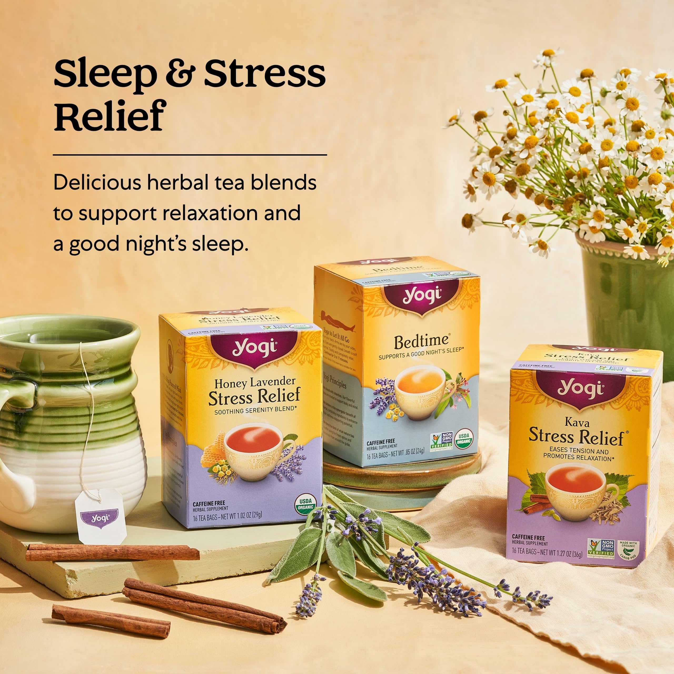 Yogi infusión servida en comedor creando ambiente relajante