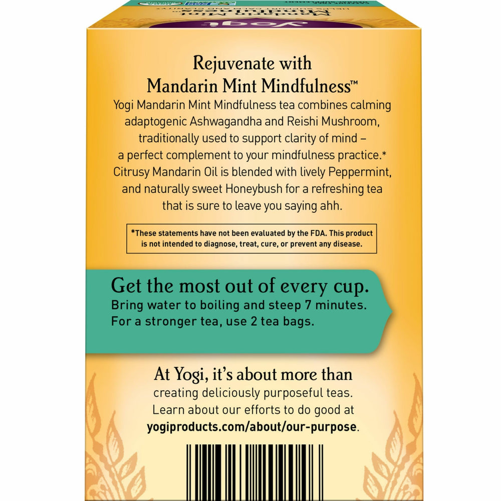 Yogi mandarin mint detalle de ingredientes: mandarina y menta fresca