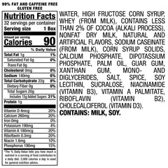 Yoo-hoo detalle de la etiqueta y tabla nutricional para ver ingredientes