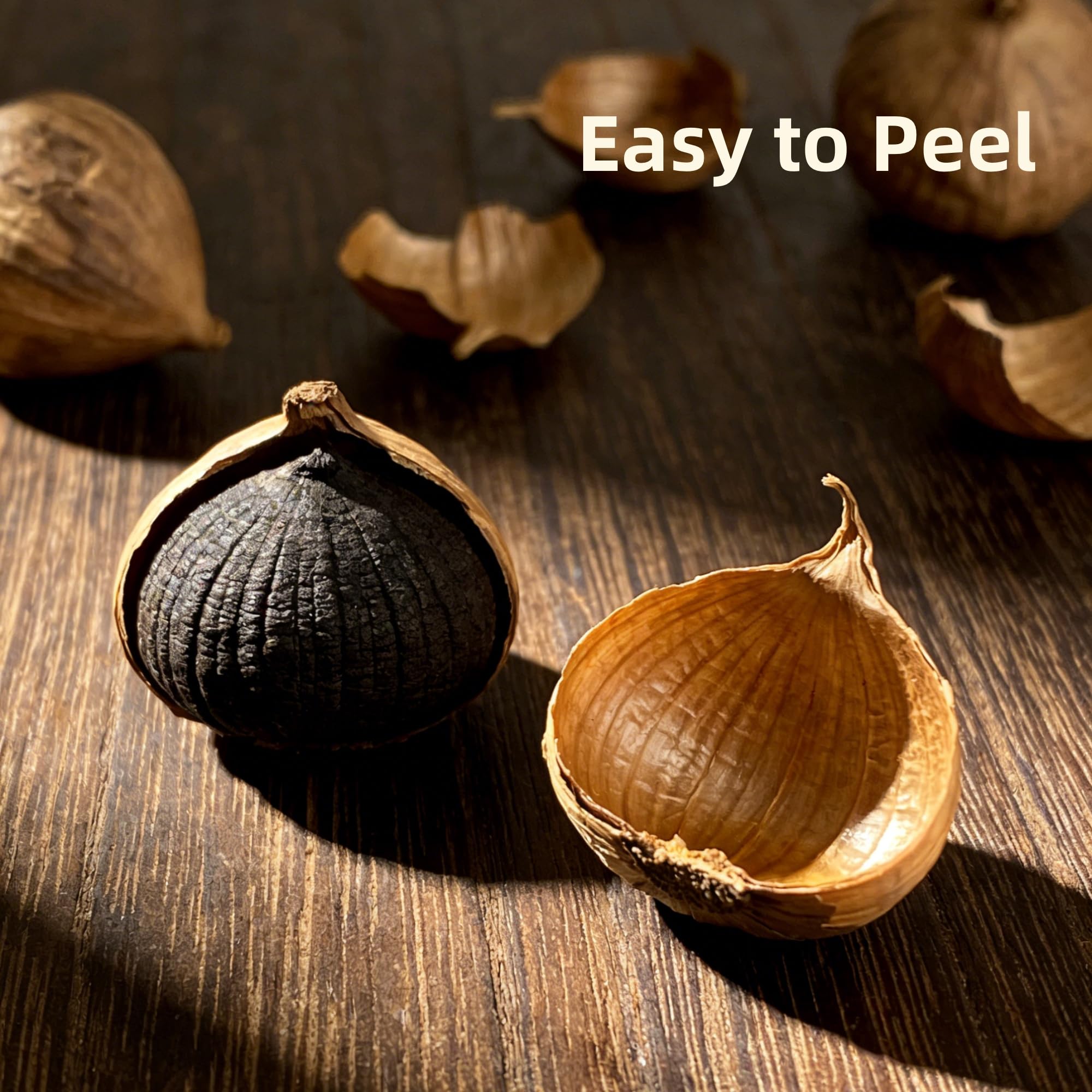 YoYoJo ajo negro etiqueta de producto indicando ingredientes puros y naturales