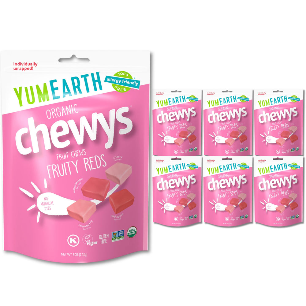 YumEarth bolsa frente mostrando diseño y beneficios orgánicos