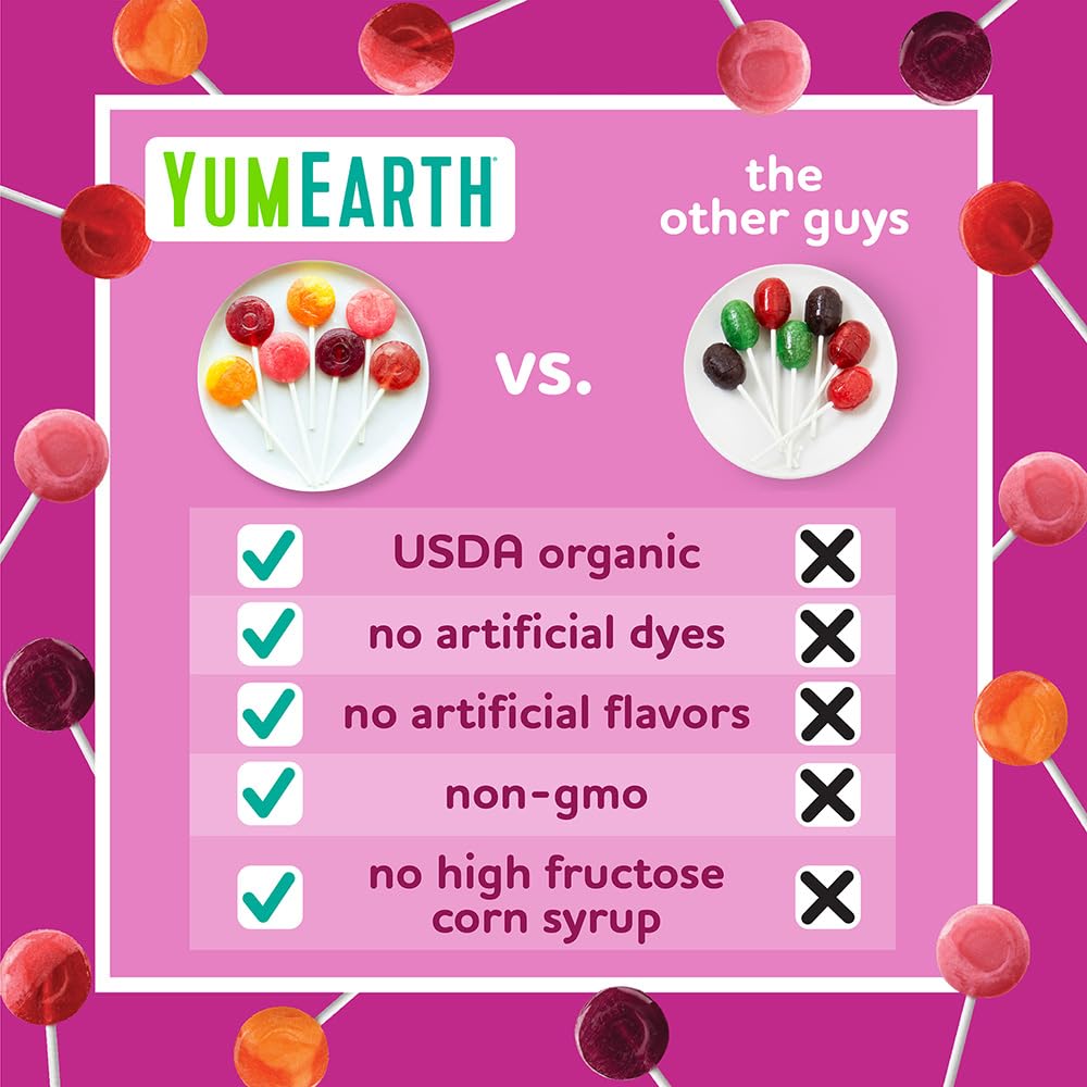 YumEarth etiqueta con ingredientes y certificación orgánica clara