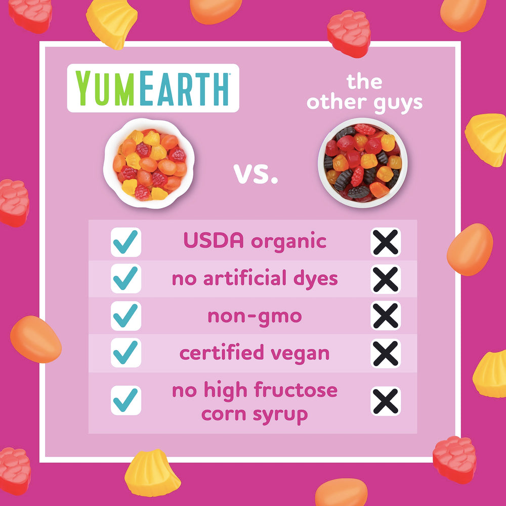 YumEarth paquete abierto con bolsitas individuales listas para consumo