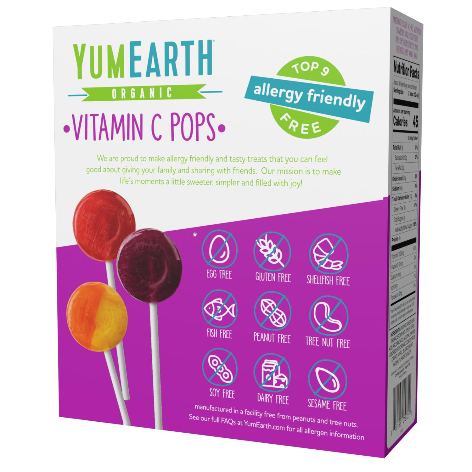 YumEarth piruletas envueltas individualmente para higiene y traslado