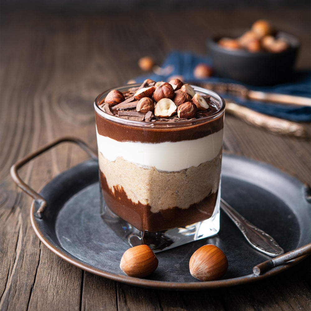 Yupik avellanas como topping en postre que aporta crocancia