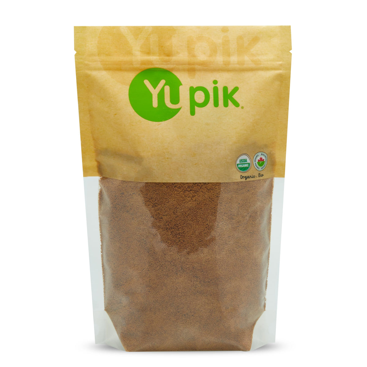 Yupik paquete frontal mostrando 2.2 lb y sello orgánico, práctico para cocinar