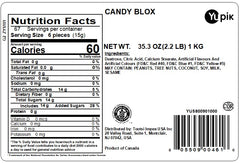 Yupik primer plano de la textura de los Candy Blox para apreciar firmeza y color