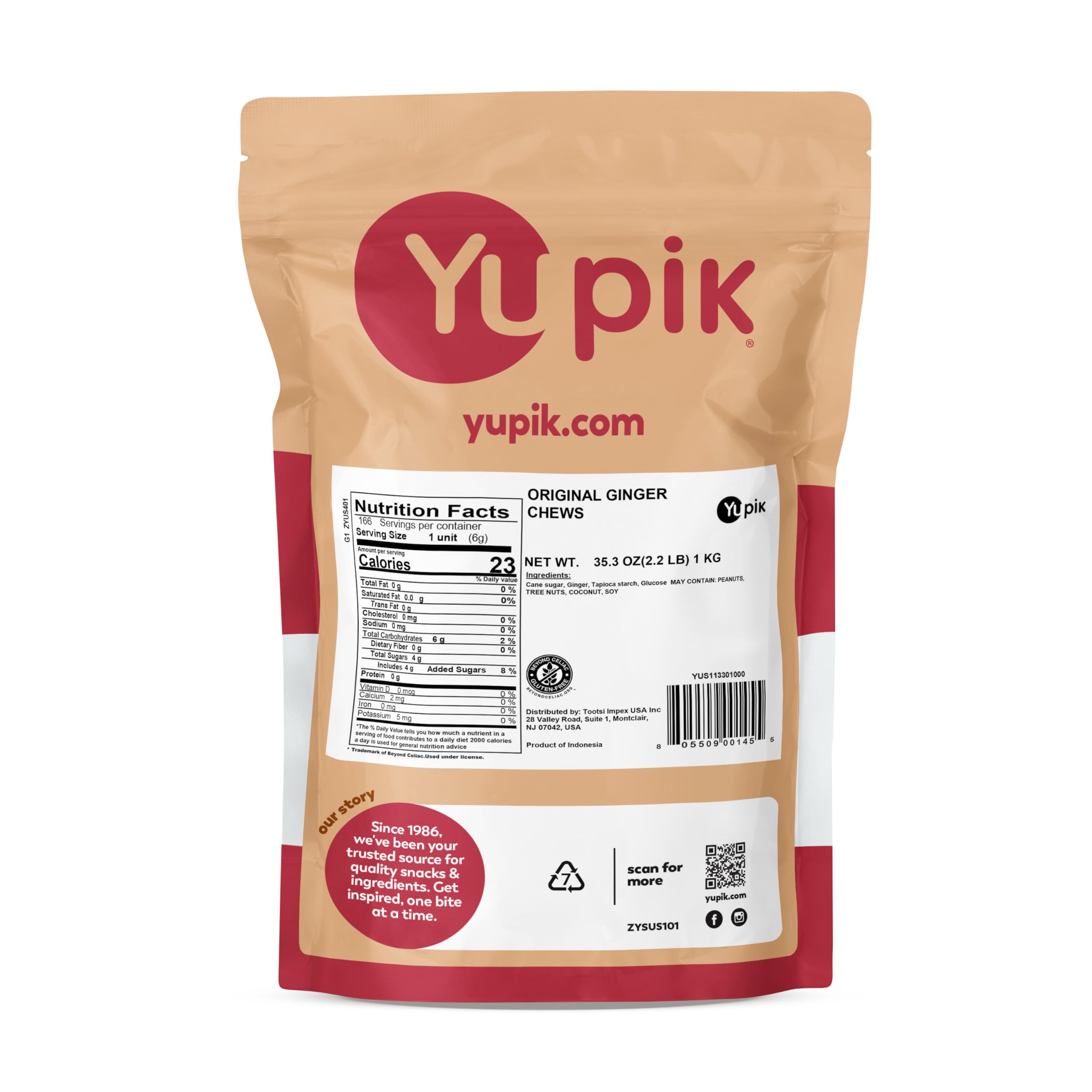 Yupik primer plano de textura masticable y polvo de tapioca que evita pegajosidad