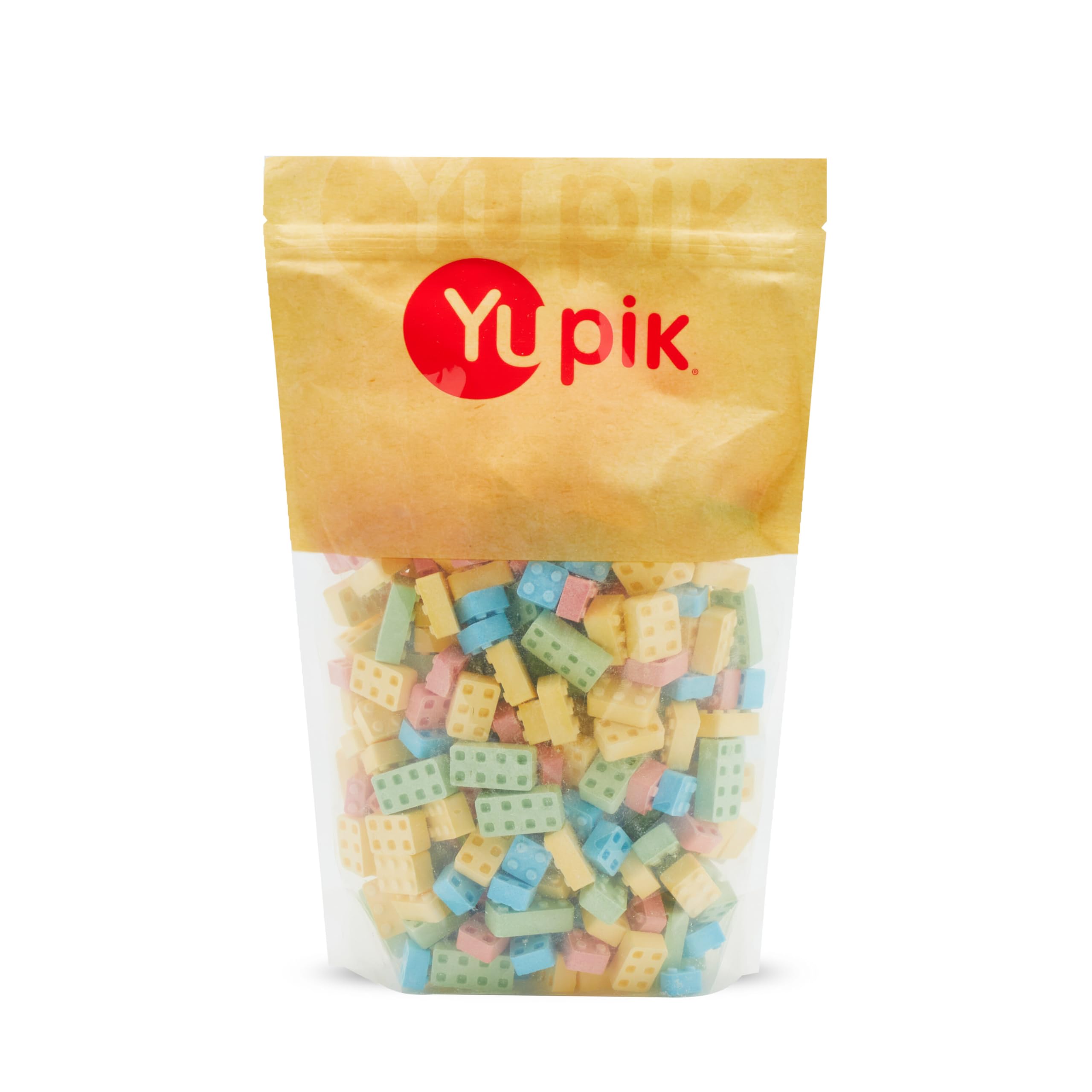 Yupik empaque frontal mostrando los bloques de caramelo y su tamaño práctico