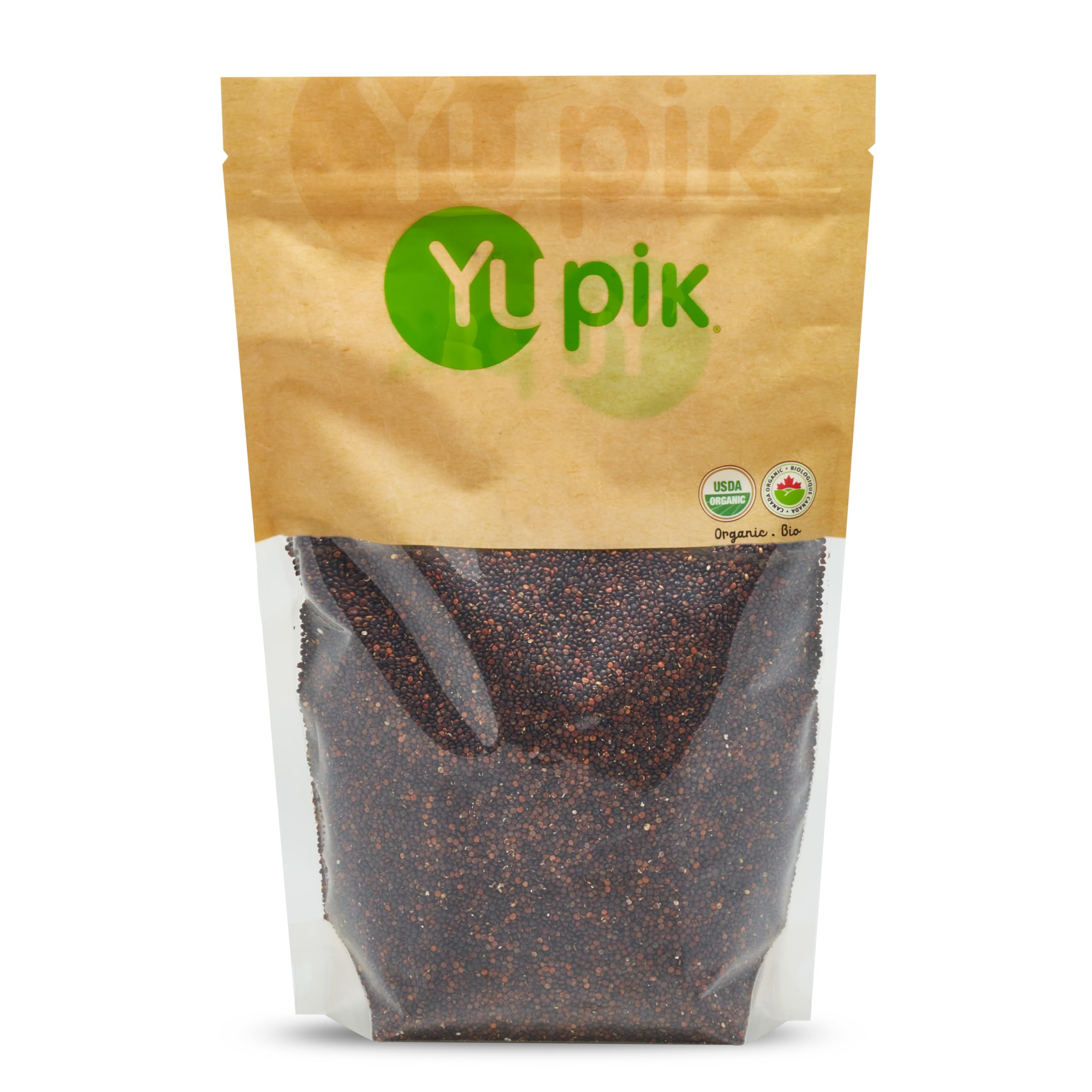 Yupik empaque frontal mostrando quinoa negra orgánica y beneficios