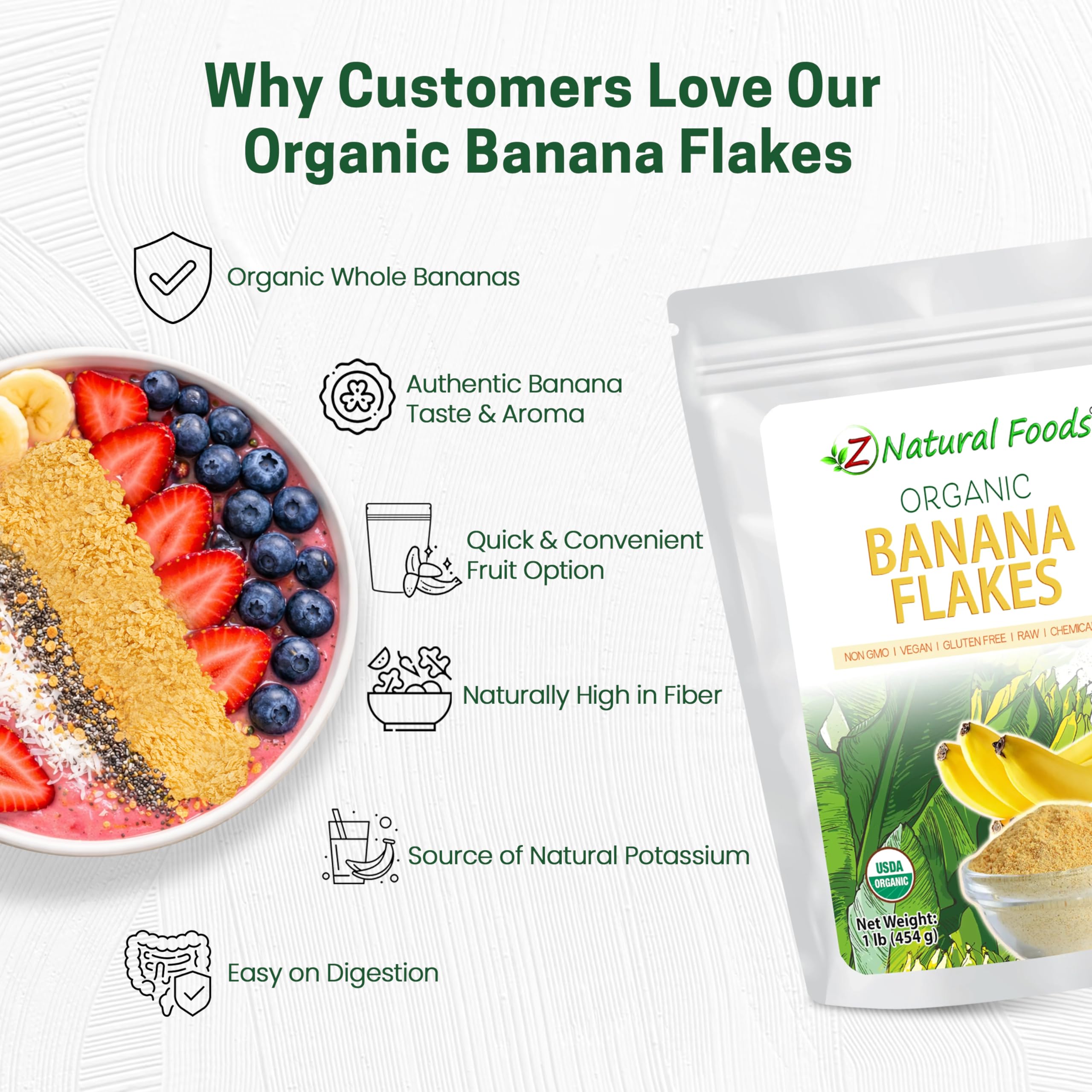 Z Natural Foods hojuelas espolvoreadas sobre yogur saludable