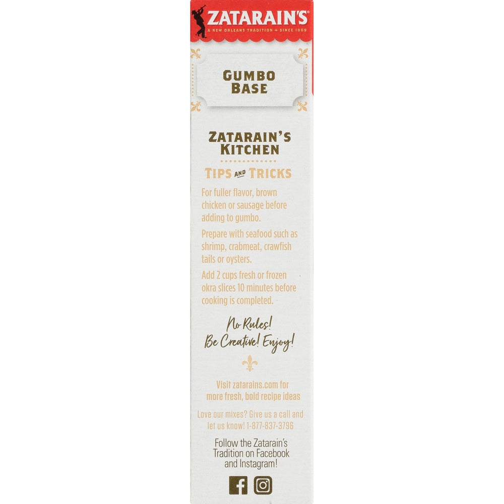 Zatarain's etiqueta nutricional en primer plano para revisar ingredientes