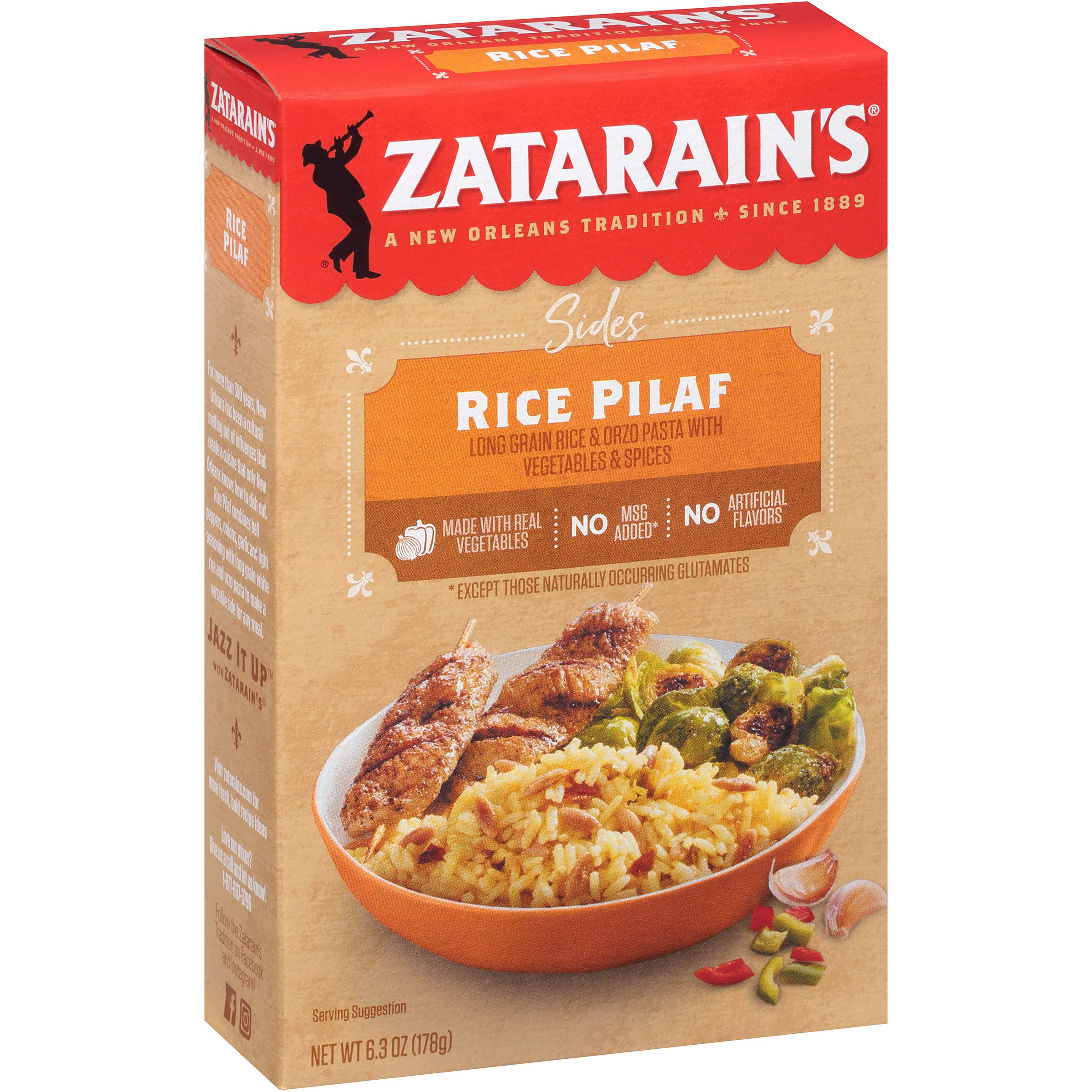 Zatarain's vista cercana de arroz y orzo con textura suelta y apetecible