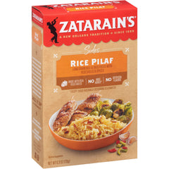 Zatarain's vista cercana de arroz y orzo con textura suelta y apetecible