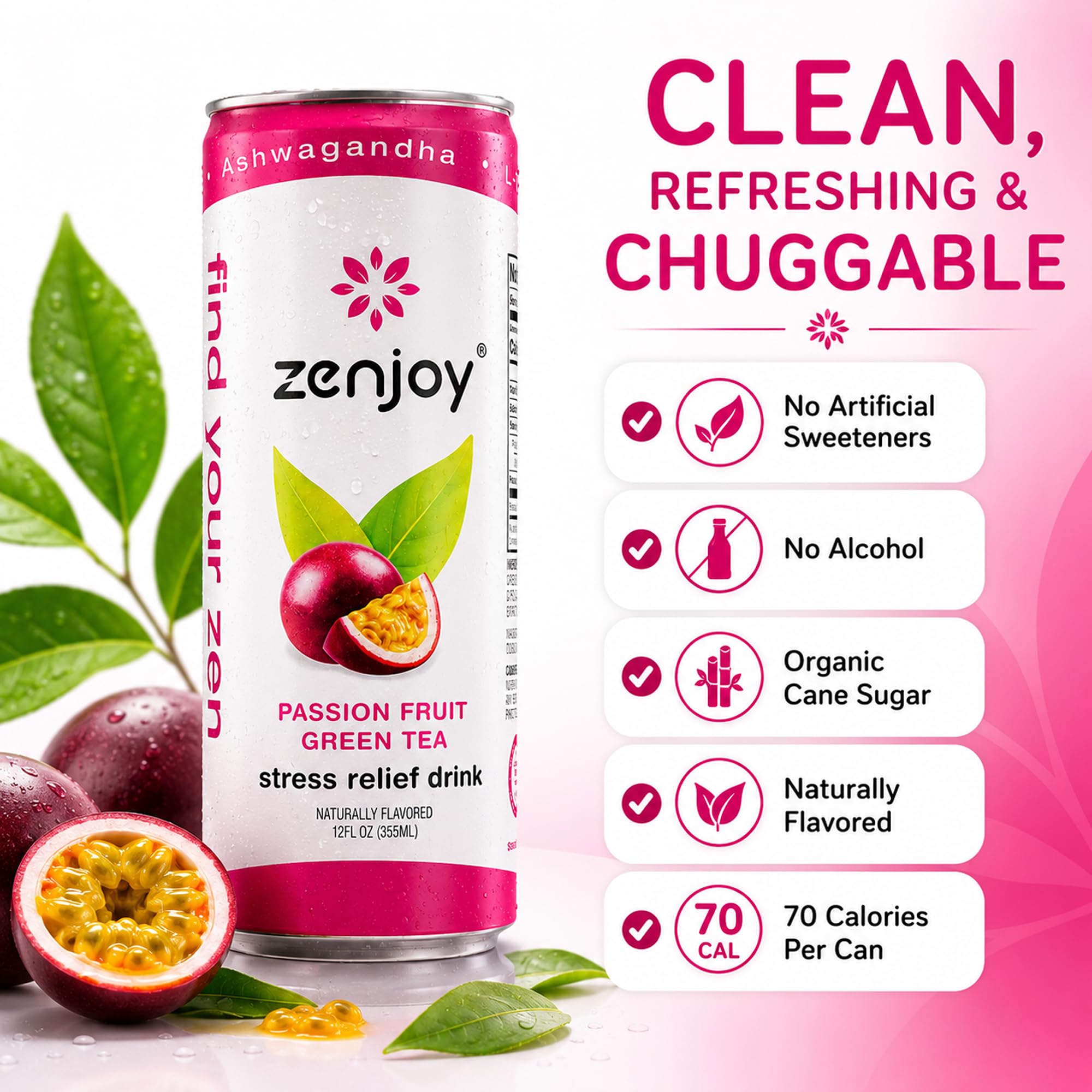 Zenjoy ingredientes: ashwagandha y toronjil en primer plano